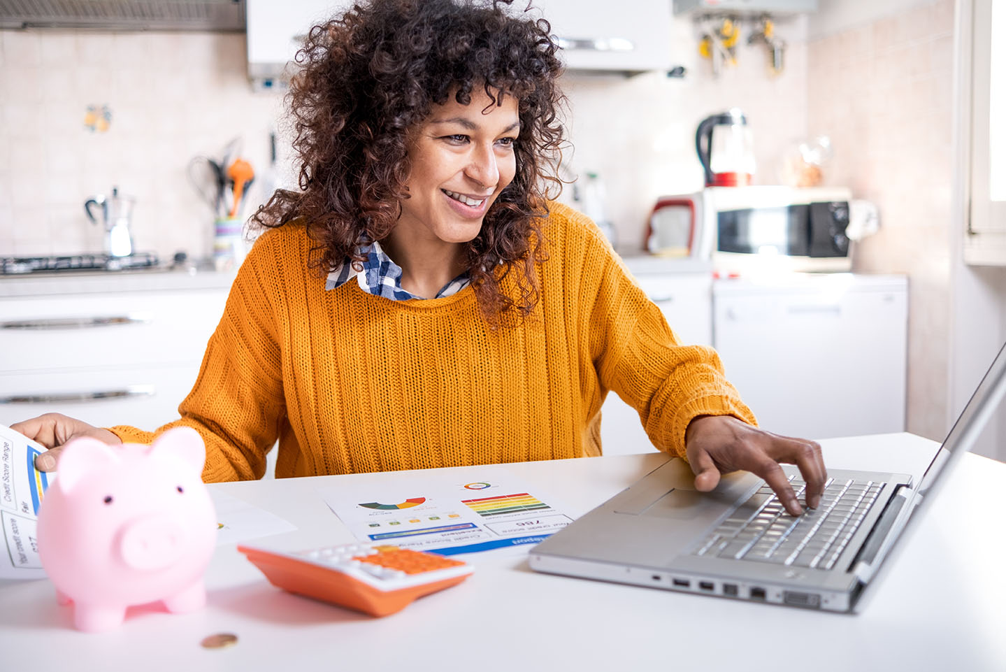 Image showing a woman looking at her credit score
